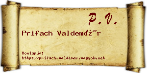 Prifach Valdemár névjegykártya